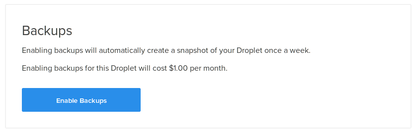 Enabling backups on your Digitial Ocean droplet