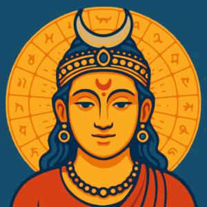 Digital art of Chandra, the Hindu god of the moon.